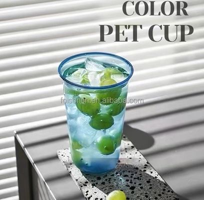 Цветная чашка с сухожилиями RPET 16 Oz для молочных коктейлей и соков