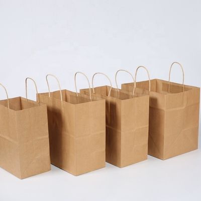 Настроить свой собственный логотип Flexo напечатанный пластырь рукоятка Kraft бумажной сумки для быстрого питания