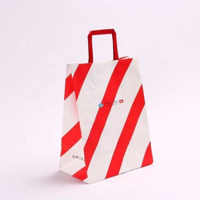 Настроить свой собственный логотип Flexo напечатанный пластырь рукоятка Kraft бумажной сумки для быстрого питания